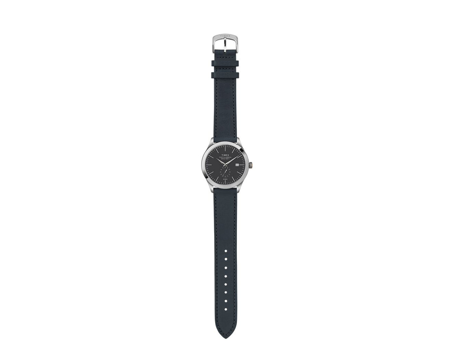 Timex American Documents 41mm Leather Strap Steel/Blue/Grey Watch TW2R82800US
