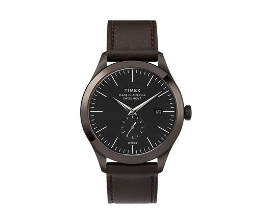 Timex American Documents 41mm Leather Strap Gunmetal/Brown Watch TW2R83000US