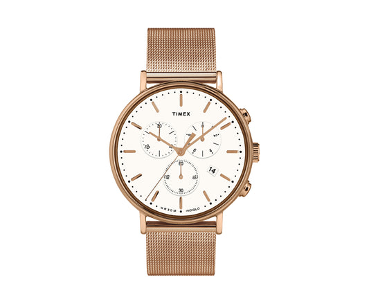 Timex Fairfield Chrono 41mm Stainless Steel Rose-Gold/White Watch TW2T37200VQ