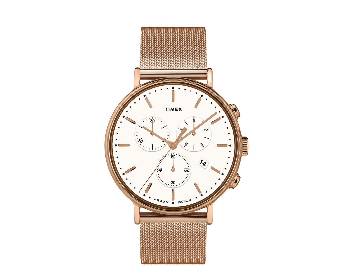 Timex Fairfield Chrono 41mm Stainless Steel Rose-Gold/White Watch TW2T37200VQ