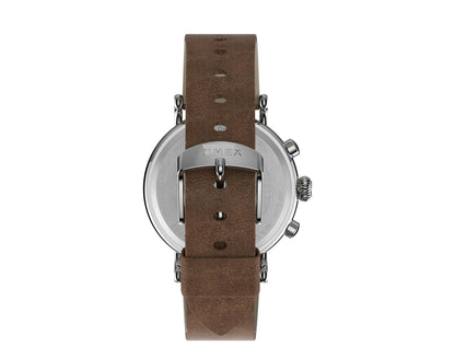 Timex Standard Chrono 41mm Leather Strap Silver/Tan/Blue Watch TW2T68900VQ