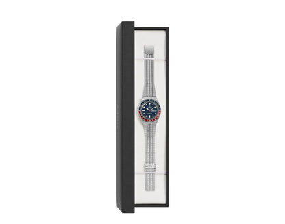 Timex Q Reissue 38mm Stainless Steel Bracelet Silver/Blue/Red Watch TW2T80700ZV