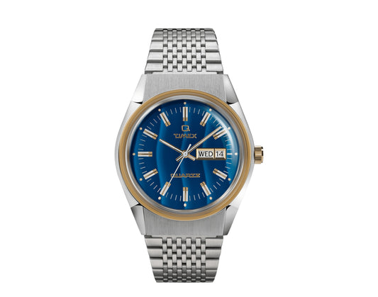 Timex Q Falcon Eye Reissue 38mm Stainless Steel Silver/Blue Watch TW2T80800ZV