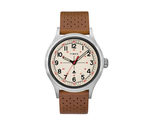 Timex x Todd Snyder Military 40mm Leather Strap Silver/Tan Watch TW2T82500JR