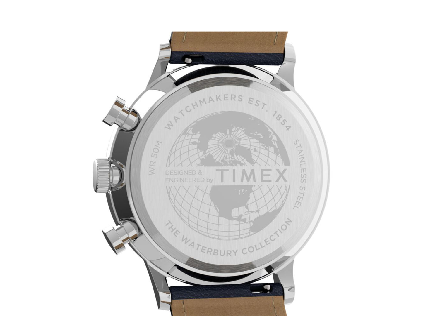 Timex Waterbury Classic Chrono 40mm Leather Strap Steel/Blue Watch TW2U04700VQ