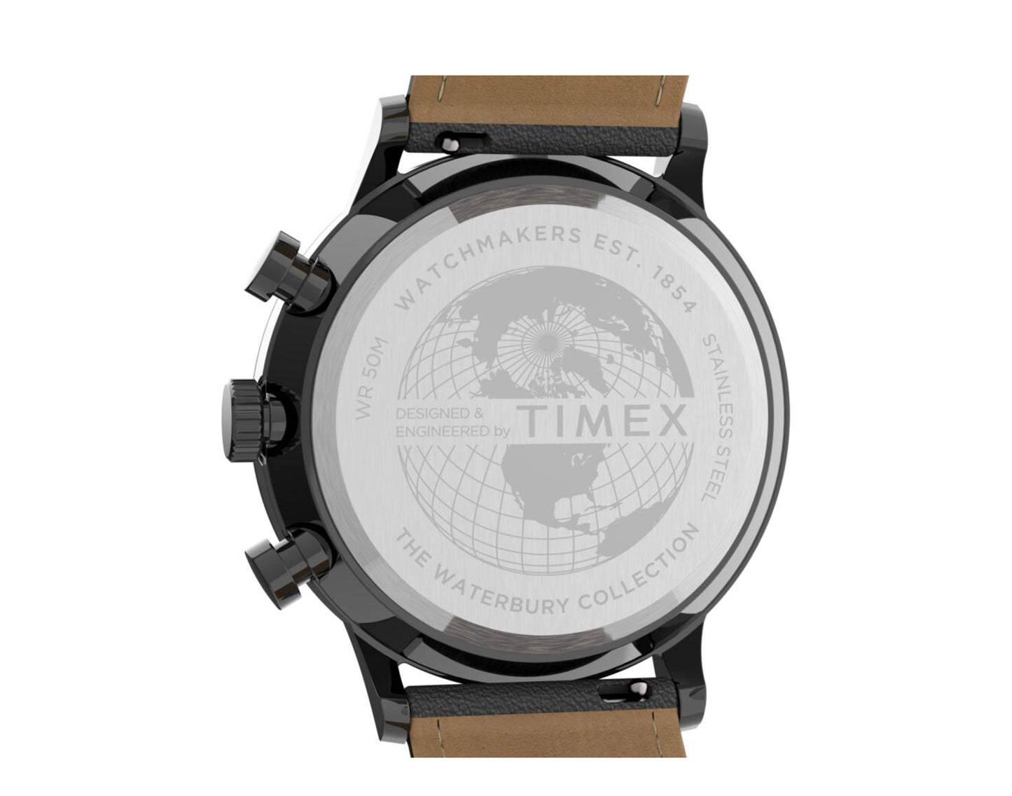 Timex Waterbury Classic Chrono 40mm Leather Strap Gunmetal Watch TW2U04900VQ