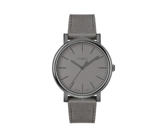 Timex Originals 42mm Leather Strap Gunmetal/Grey Watch TW2U05900VQ