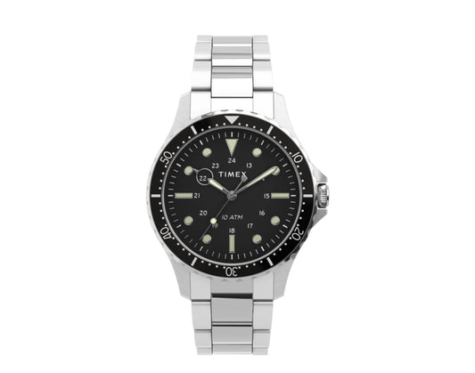 Timex Navi XL 41mm Stainless Steel Bracelet Silver/Black Watch TW2U10800VQ