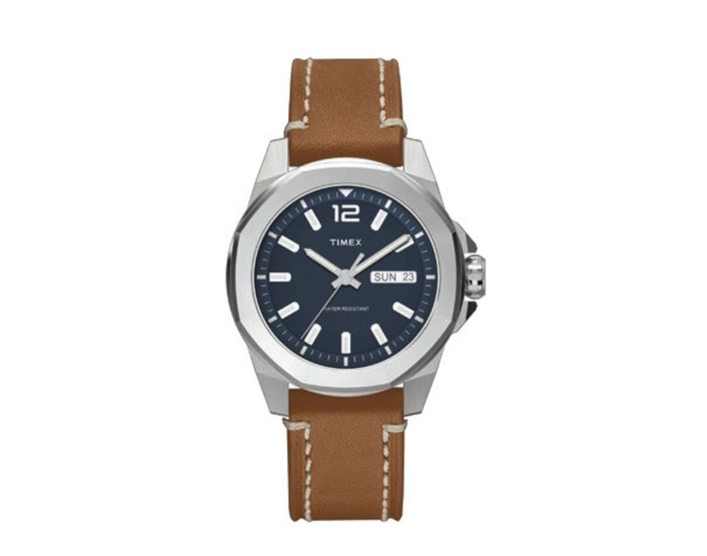 Timex Essex Avenue 44mm Leather Strap Silver/Black/Tan Watch TW2U15000VQ