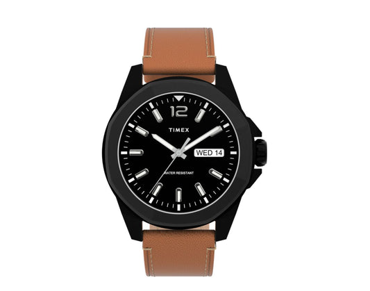 Timex Essex Avenue 44mm Leather Strap Black/Tan Watch TW2U15100VQ