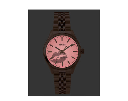 Timex Waterbury Neon Glow 34mm Stainless Steel Rose Gold Watch TW2U23300VQ