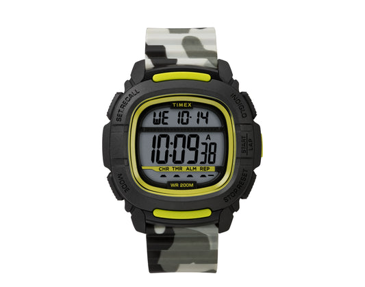 Timex Boost Shock 47mm Resin-Silicone Strap Black/Lime/Camo Watch TW5M26600JV