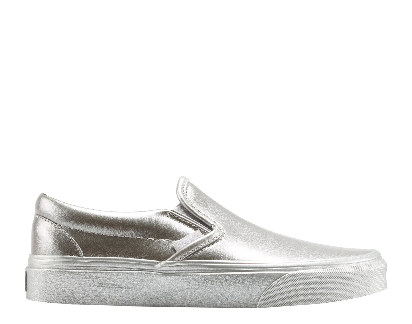 Vans Classic Slip On Metallic Sidewall Silver Low Top Sneakers VN0A38F7QTV