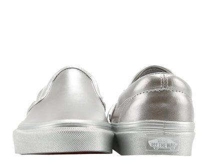 Vans Classic Slip On Metallic Sidewall Silver Low Top Sneakers VN0A38F7QTV