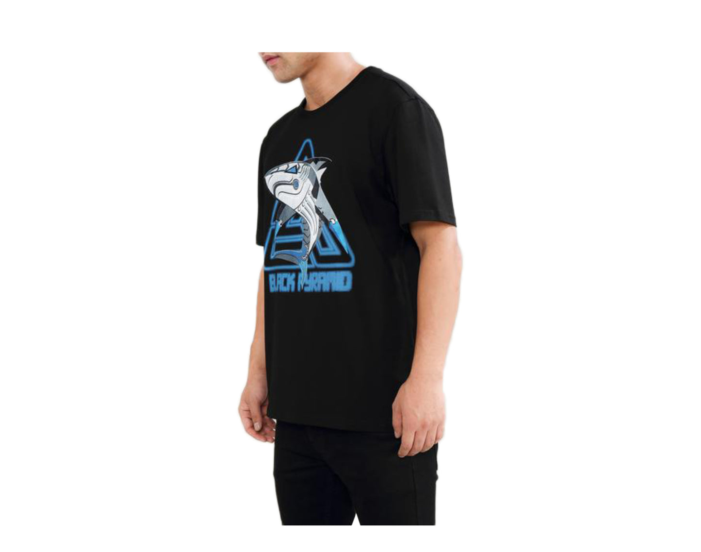 Black Pyramid Cyber Shark Black/Blue Men's T-Shirt Y1162164-BLK