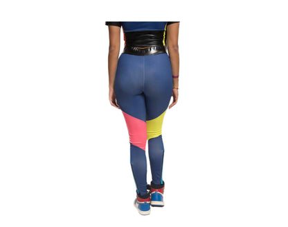 Black Pyramid Color-Blocked Tech Logo Blue Women's Leggings YWG870173-BLU