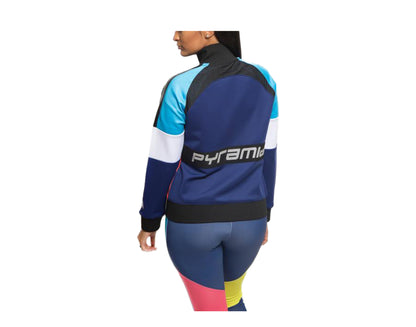 Black Pyramid Color-Blocked Tech Logo Blue Women's Track Jacket YWU870174-BLU