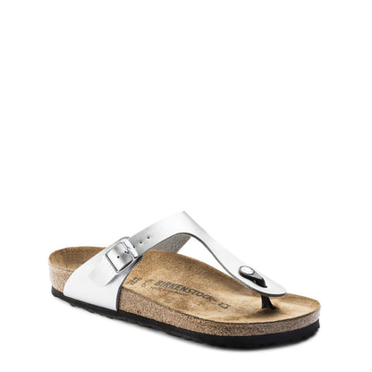Birkenstock Gizeh Birko-Flor Silver Women's Thong Sandals 0043853 Narrow Width