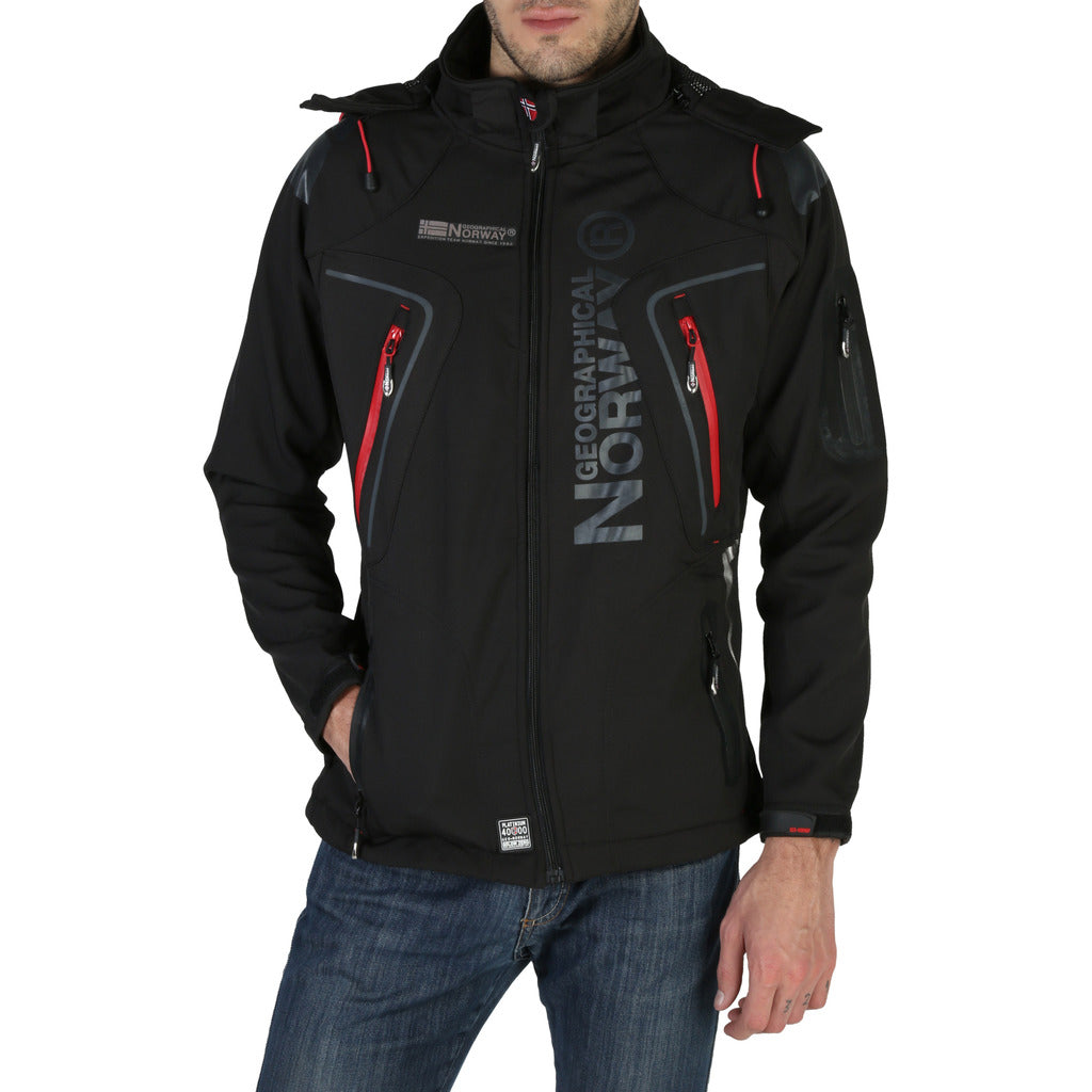 Geographical Norway Turbo Softshell Black Hooded Men's Jacket