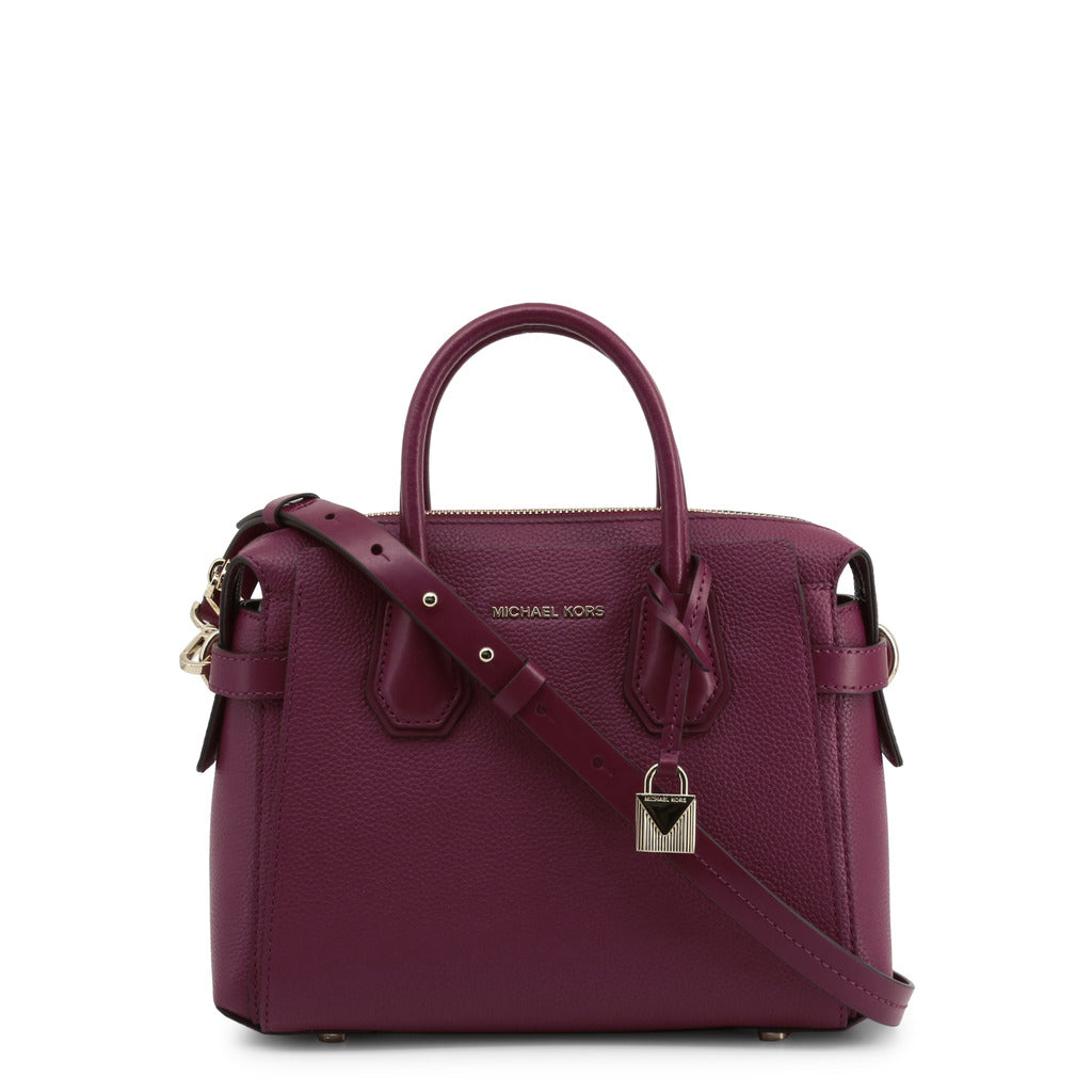Michael Kors Mercer Berry Small Pebbled Leather Belted Satchel Bag 30S9GM9S1L