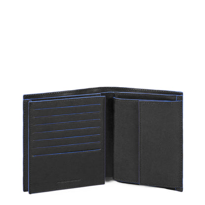 Piquadro Blue Square Special Cuero Leather Black Men's Flip Wallet PU4859B2SR-N