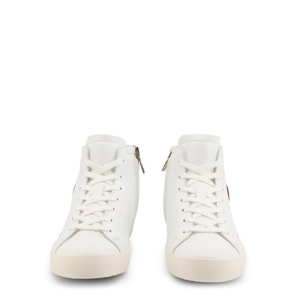 Love Moschino High Top White Leather Women's Shoes JA15412G1EI4410A