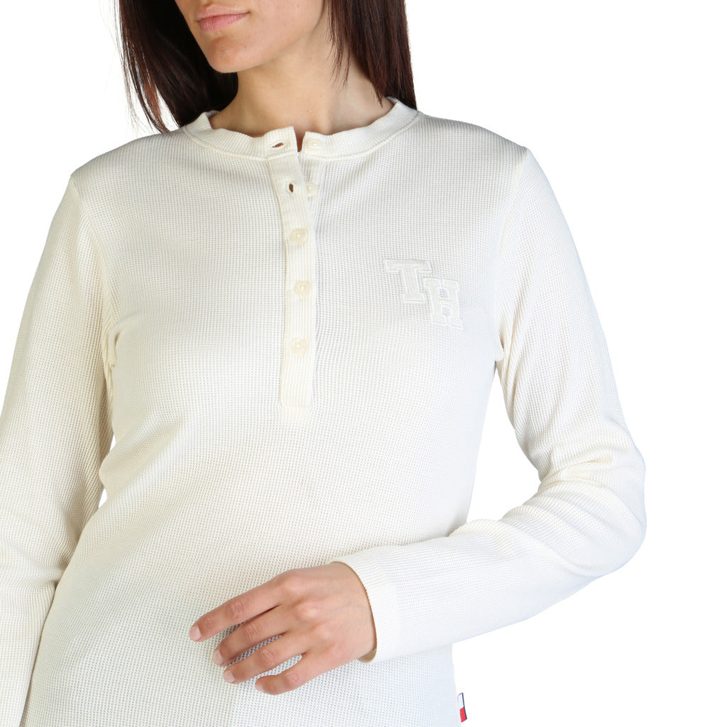 Tommy Hilfiger Crewneck Long Sleeve White Women's Sweater UW01986-YAC