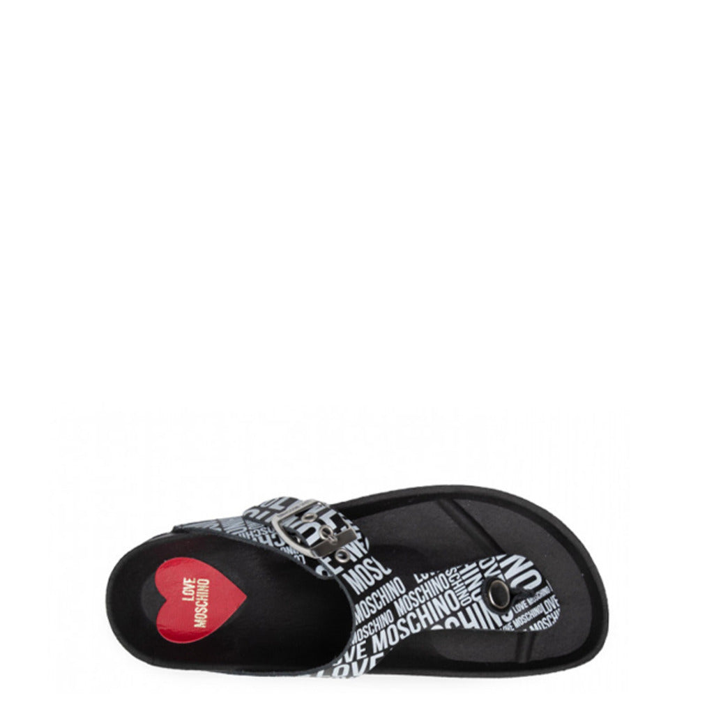 Love Moschino Leather Logo Thong Black Women's Sandals JA28133G1EIJ000A