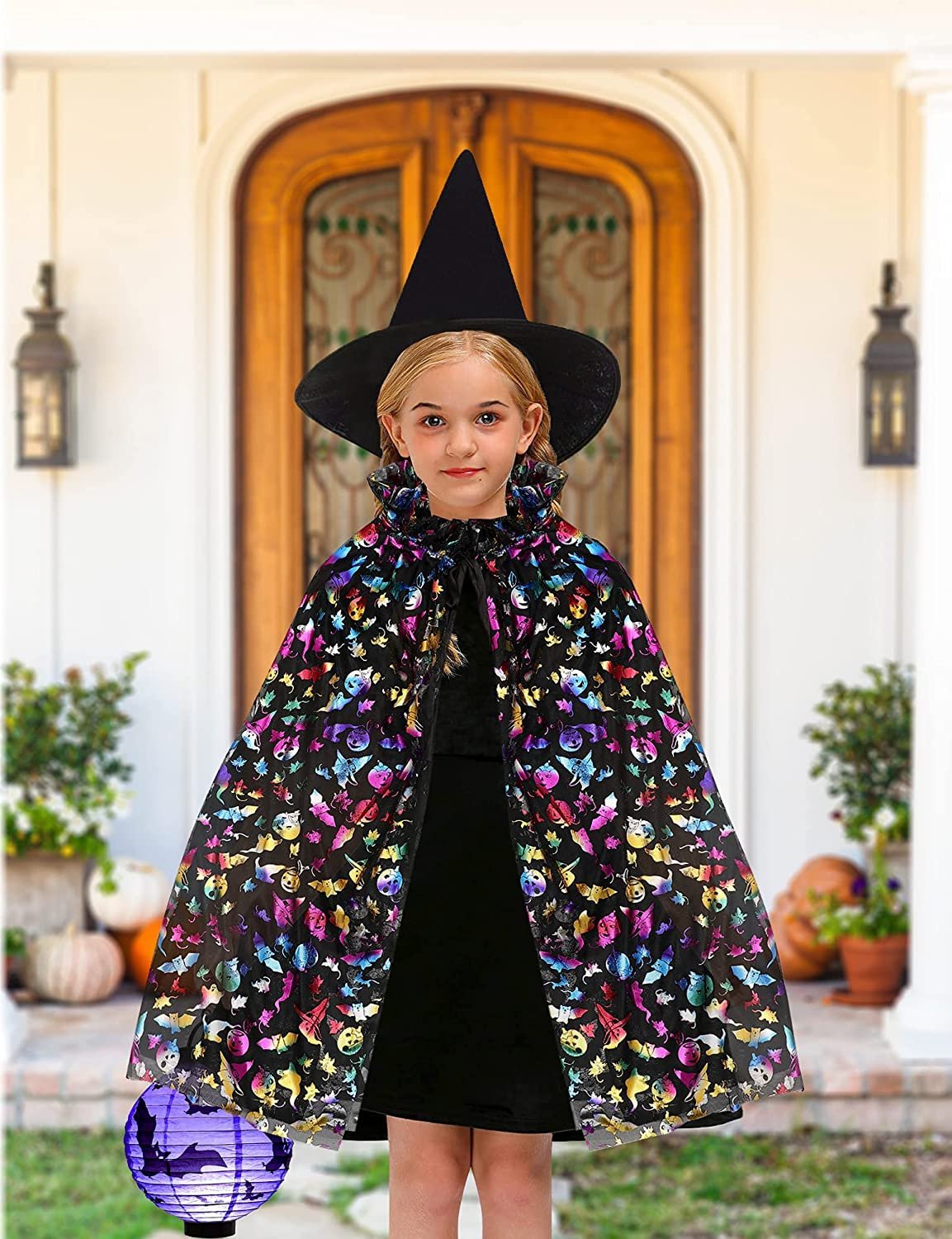 Abbence Witch Wizard Cloak with Witch Hat Kids Halloween Costume - Becauze