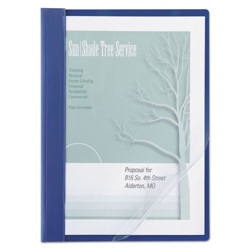 Acco Clear Front Vinyl Report Cover, Prong Fastener, 0.5" Capacity, 8.5 x 11, Clear-Blue A7026102A - Becauze