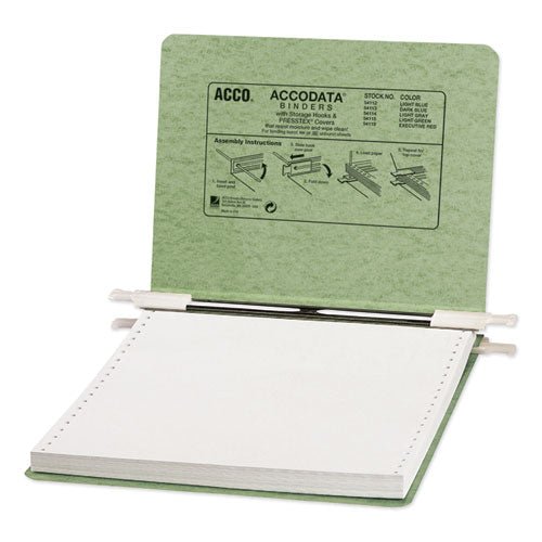 Acco PRESSTEX Covers with Storage Hooks, 2 Posts, 6" Capacity, 9.5 x 11, Light Green A7054115A - Becauze