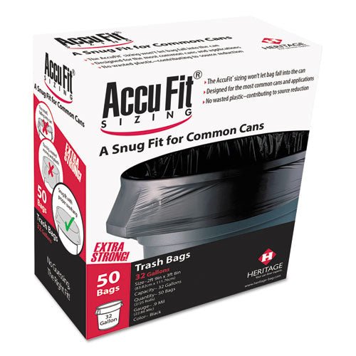 AccuFit Linear Low Density Can Liners with AccuFit Sizing, 44 gal, 0.9 mil, 37" x 50", Black, 50-Box H7450TK RC1 - Becauze