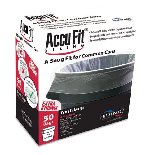 AccuFit Linear Low Density Can Liners with AccuFit Sizing, 44 gal, 0.9 mil, 37" x 50", Clear, 50-Box H7450TC RC1 - Becauze