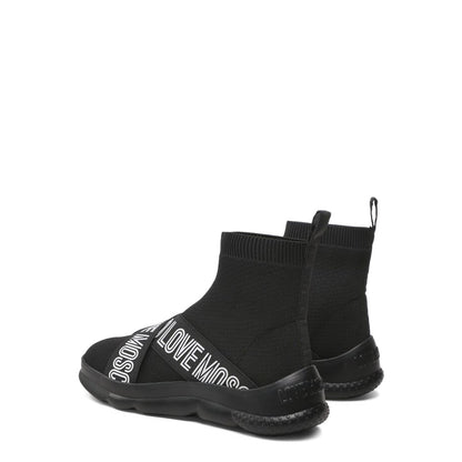 Love Moschino Logo Strap Black Women's High Top Shoes JA15224G0FIZG00A