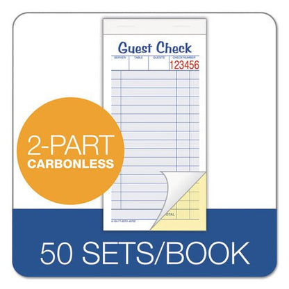 Adams Guest Check Unit Set, Two-Part Carbonless, 6.38 x 3.38, 1-Page, 50 Forms-Pad, 10 Pads-Pack 104-50SW - Becauze