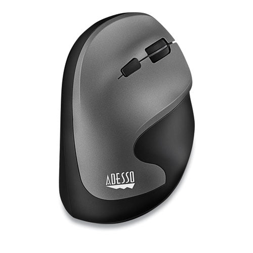 Adesso iMouse® A20 Antimicrobial Vertical Wireless Mouse, 2.4 GHz Frequency-33 ft Wireless Range, Right Hand Use, Black-Granite A20 - Becauze