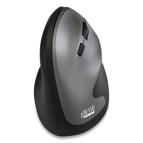 Adesso iMouse® A20 Antimicrobial Vertical Wireless Mouse, 2.4 GHz Frequency-33 ft Wireless Range, Right Hand Use, Black-Granite A20 - Becauze