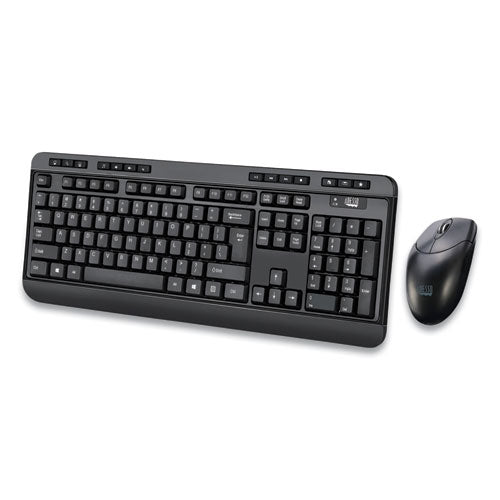 Adesso WKB-1320CB Antimicrobial Wireless Desktop Keyboard and Mouse, 2.4 GHz Frequency-30 ft Wireless Range, Black WKB-1320CB - Becauze