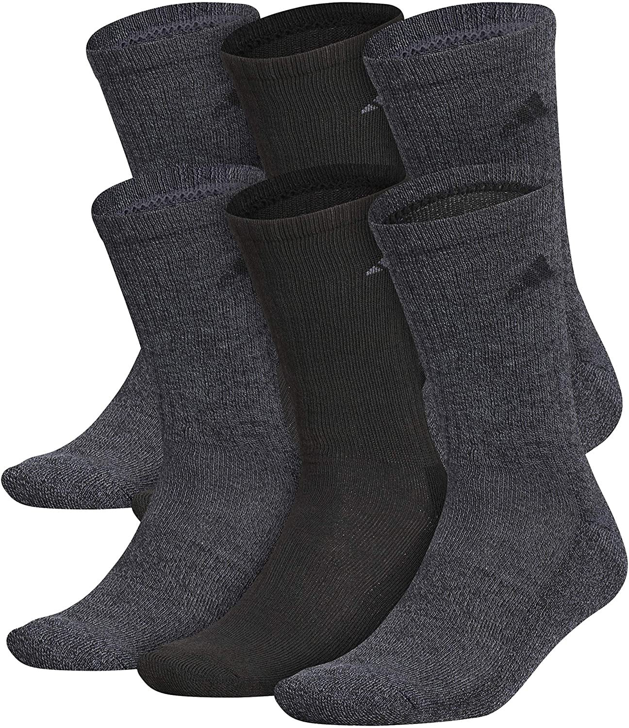 Adidas Athletic Cushioned Black - Onix Marl/Black/Onix Men's Crew Socks (6 Pair) - Becauze