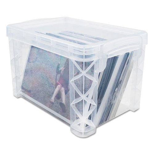 Advantus Super Stacker Storage Boxes, Holds 400 3 x 5 Cards, 6.25 x 3.88 x 3.5, Plastic, Clear 40307 - Becauze