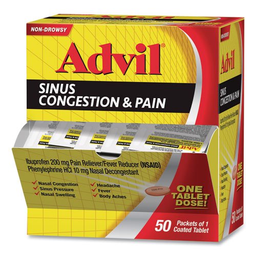 Advil Sinus Congestion and Pain Relief, 50-Box BXAVSCP50BX - Becauze