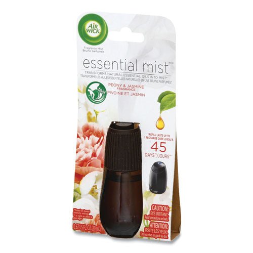 Air Wick Essential Mist Refill, Peony and Jasmine, 0.67 oz Bottle, 6-Carton 62338-98555 - Becauze