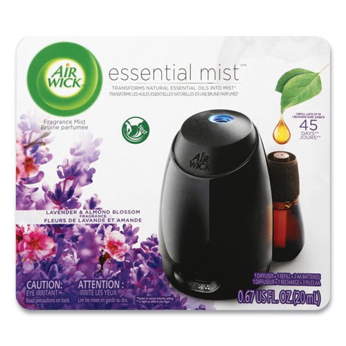 Air Wick Essential Mist Starter Kit, Lavender and Almond Blossom, 0.67 oz Bottle 62338-98576 - Becauze