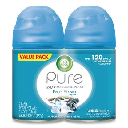 Air Wick Freshmatic Ultra Spray Refill, Fresh Waters, 5.89 oz Aerosol Spray, 2-Pack 3 Packs-Carton 62338-82093 - Becauze