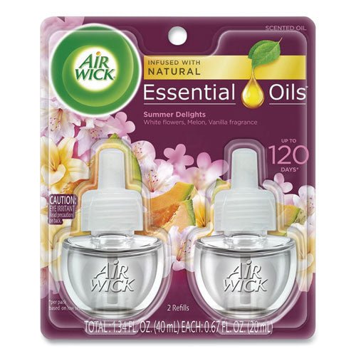 Air Wick Life Scents Scented Oil Refills, Summer Delights, 0.67 oz, 2-Pack, 6 Packs-Carton 62338-91112 - Becauze