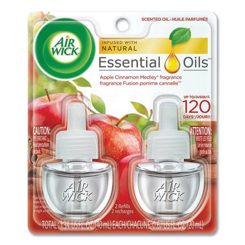 Air Wick Scented Oil Refill, 0.67 oz, Apple Cinnamon Medley, 2-Pack, 6 Packs-Carton 62338-80420 - Becauze