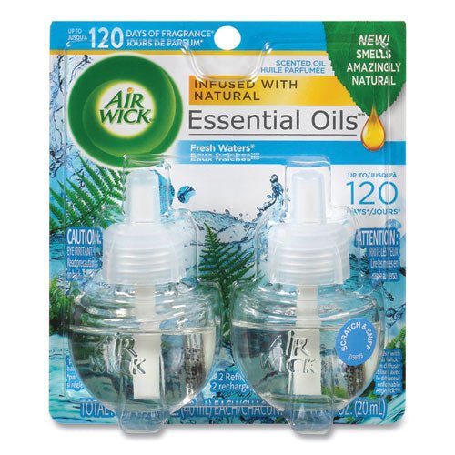 Air Wick Scented Oil Refill, Fresh Waters, 0.67 oz, 2-Pack, 6 Pack-Carton 62338-79717 - Becauze