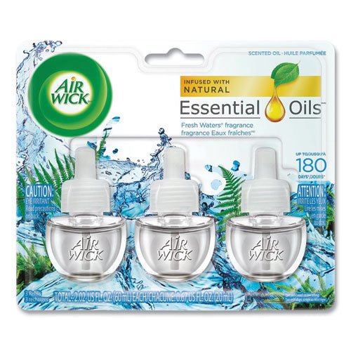 Air Wick Scented Oil Refill, Fresh Waters, 0.67 oz, 3-Pack, 6 Packs-Carton 62338-84473 - Becauze