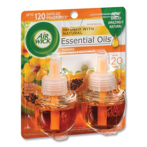 Air Wick Scented Oil Twin Refill, Hawai'i Exotic Papaya-Hibiscus Flower, 0.67 oz, 6-Carton 62338-85175 - Becauze