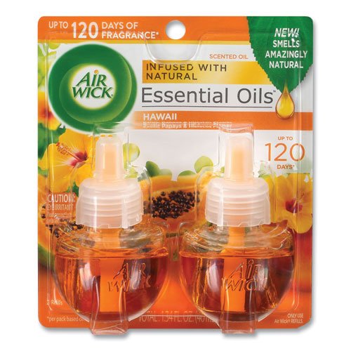 Air Wick Scented Oil Twin Refill, Hawai'i Exotic Papaya-Hibiscus Flower, 0.67 oz 62338-85175 - Becauze